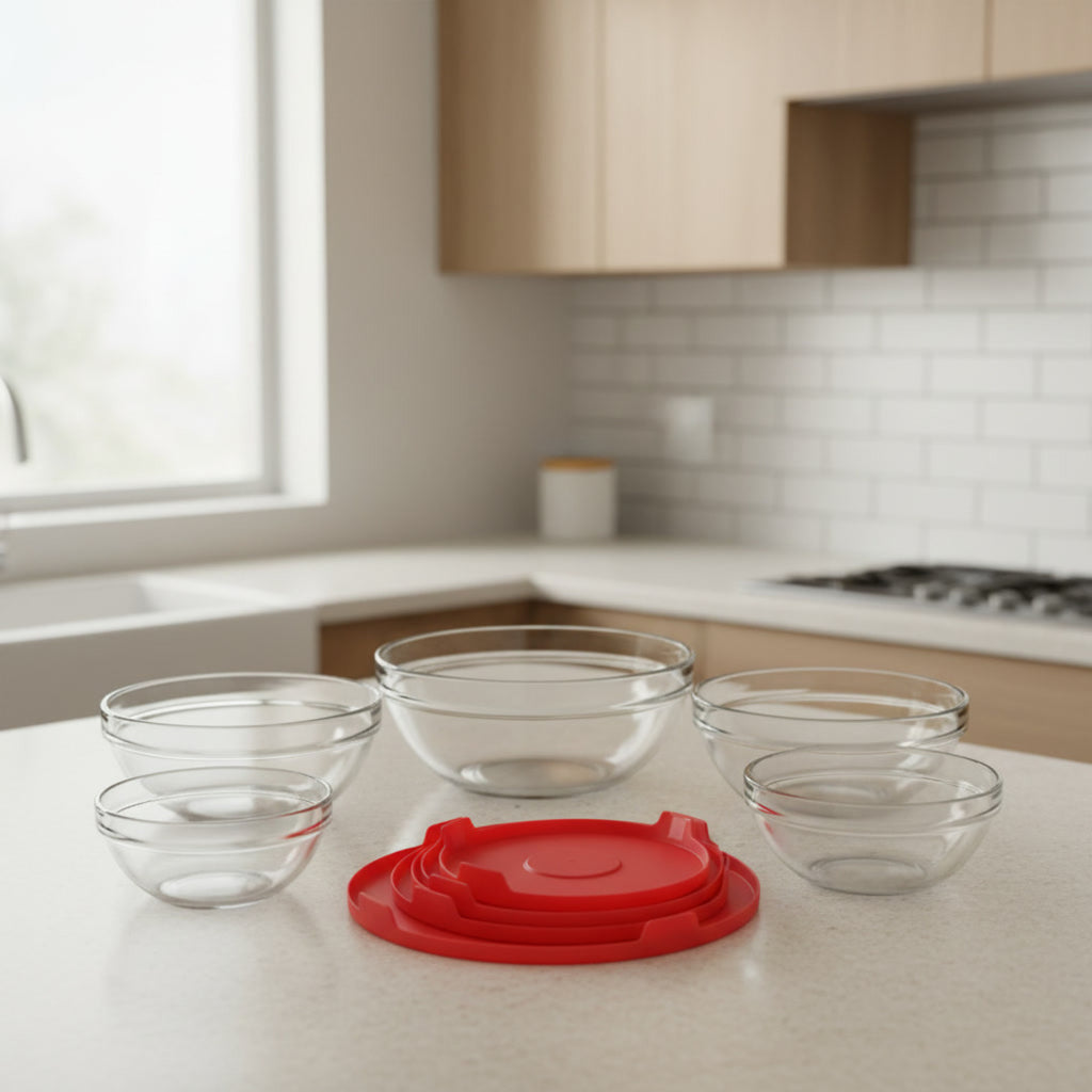 طقم أواني زجاجية مع أغطية محكمة – جودة عالية